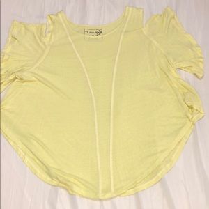 Free People yellow cut out sleeve top